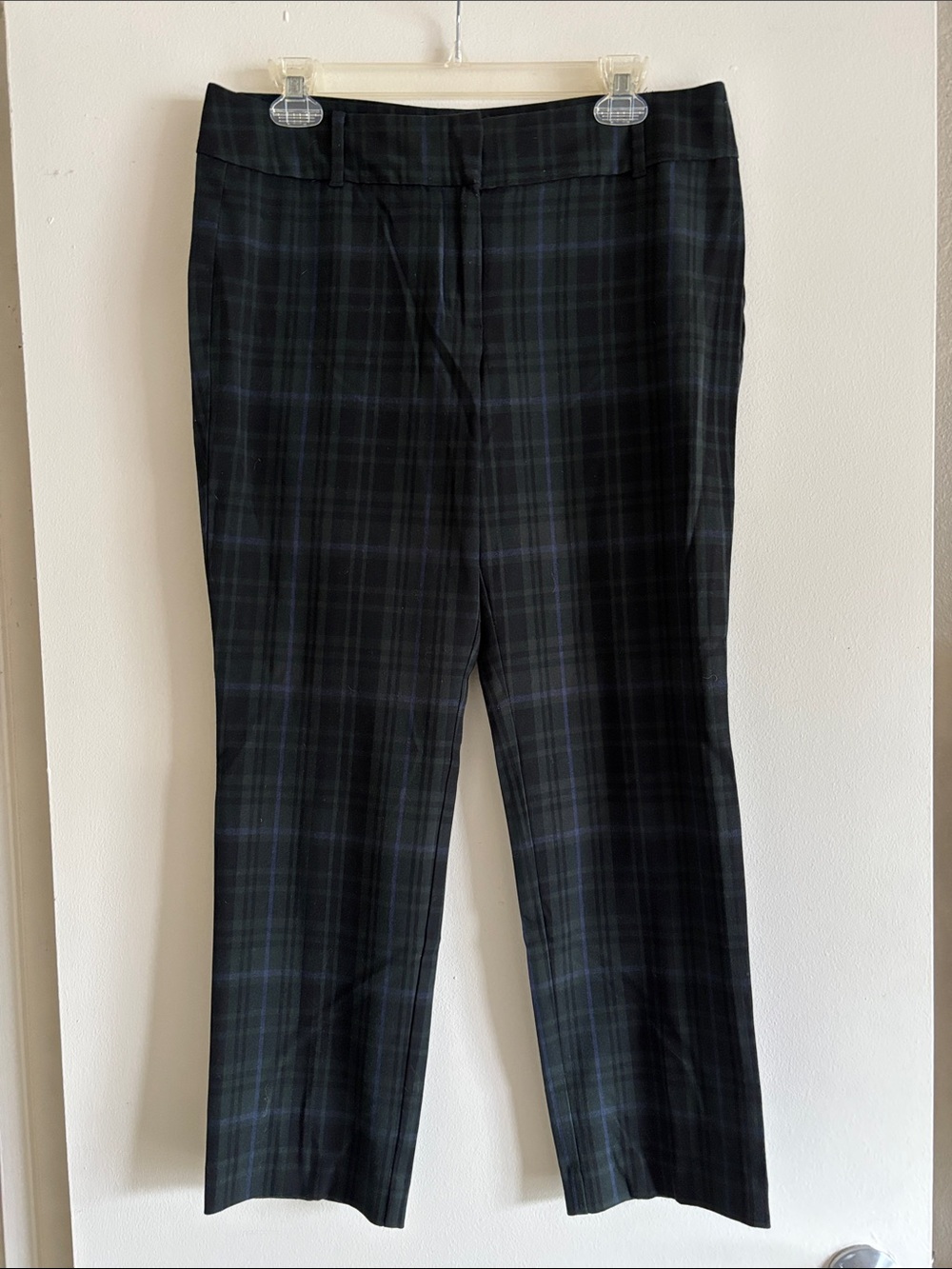 Ann Taylor Green Tartan Plaid Signature Fit Holiday Trouser Sz 8